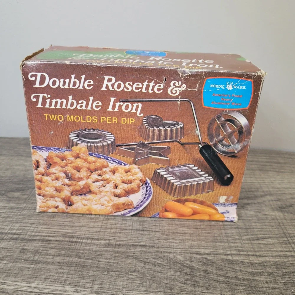 Vintage Nordic Ware Double‎ Rosette & Timbale Iron 4 Mold Set New in Box